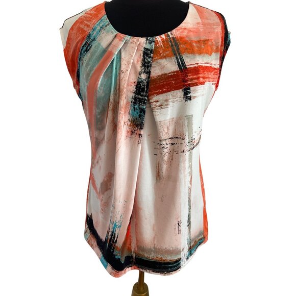 Worthington Tops - Worthington Multi-Colored Paint Stroke Print Sleeveless Top, Size Medium
